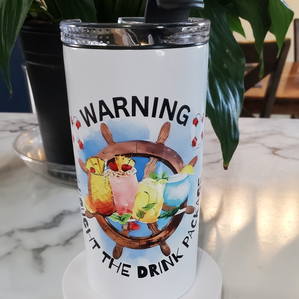 Cruise Life Warning I Bought the Drink Package 4 in 1 Can Cooler 14oz Tumbler 🎉
